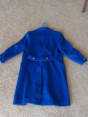 Women's Royal Blue Long Coat with Shawl Collar